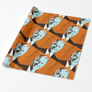 Orange and Blue President Biden Pop Art Wrapping Paper