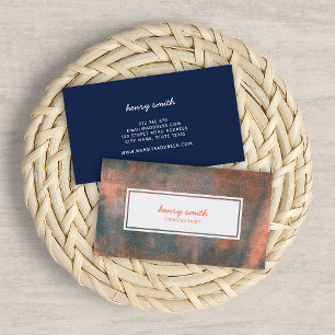 Orange and Blue Rolled Ink Trendy Modern Business Card