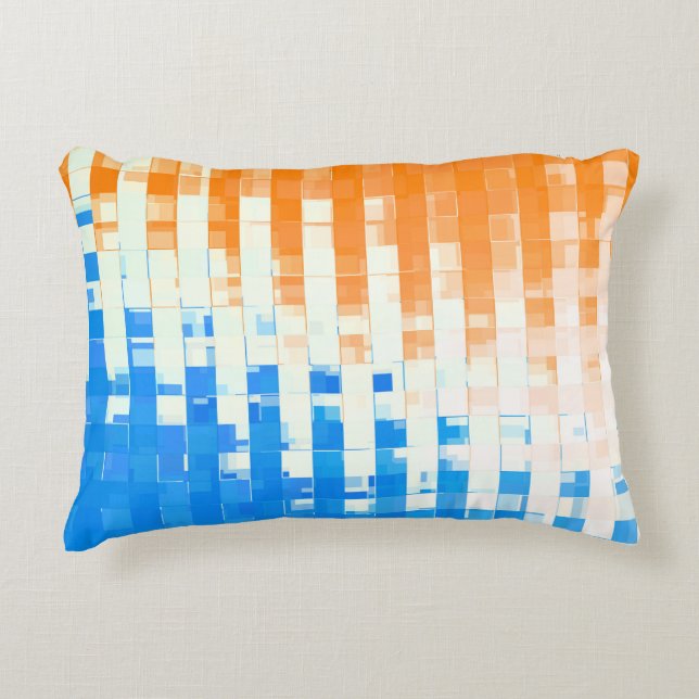 Orange and Blue Rustic Decorative Cushion (Front)
