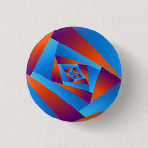 Orange and Blue Spiral Pinback Button