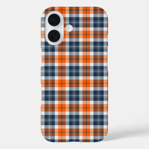 Orange and Blue Sporty Plaid iPhone 16 Case