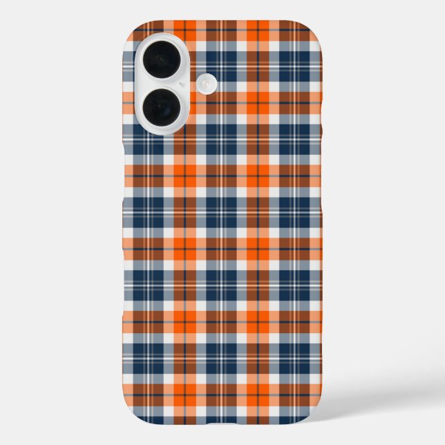 Orange and Blue Sporty Plaid Case-Mate iPhone Case (Back)