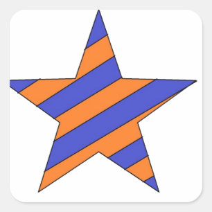 orange and blue star square sticker