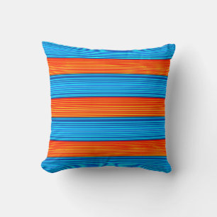 Orange and Blue Striped Pattern Cushion