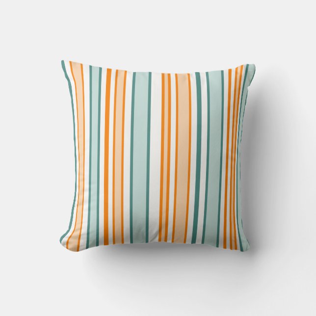 Orange and Blue Stripes Cushion (Front)