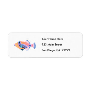 Orange and Blue Tropical Fish Return Address Label