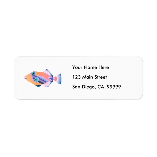 Orange and Blue Tropical Fish Return Address Label (Front)