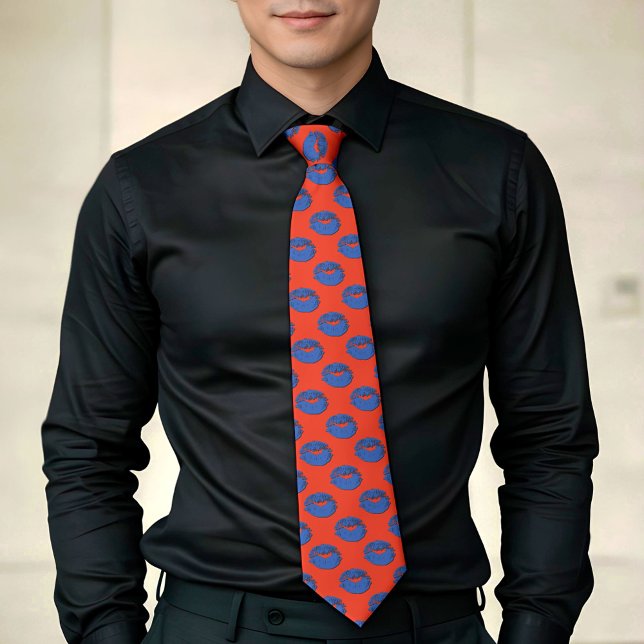Orange and Blue XOXO Kissing Lips Tie (Creator Uploaded)