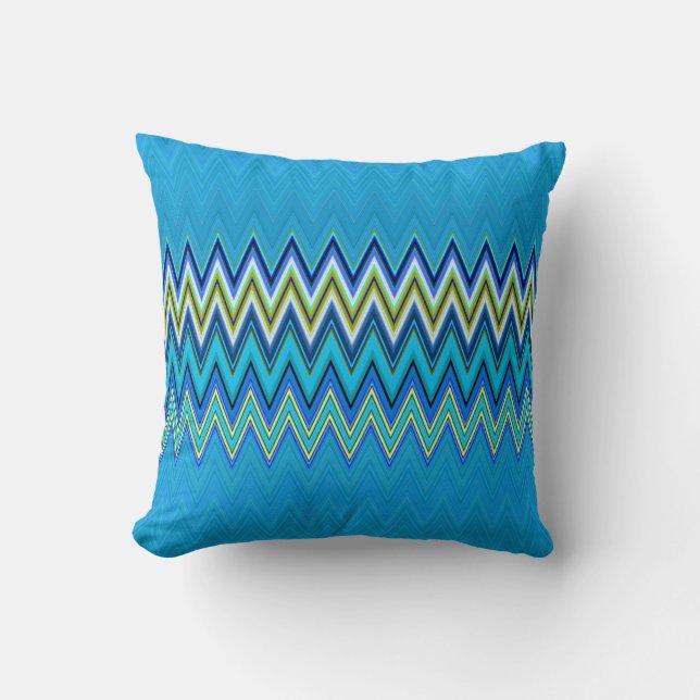 Orange and Blue Zigzag Pattern - 2 Sides 2 Colours Cushion (Front)