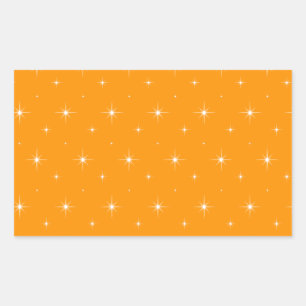 Orange And Bright Stars Elegant Pattern Rectangular Sticker
