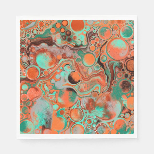 Orange and Brown Abstract Art Napkin (Front)