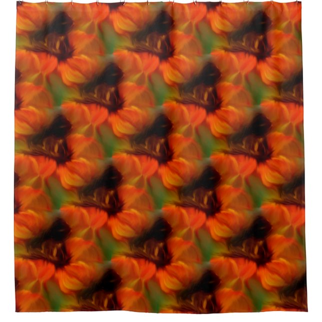 Orange And Brown Abstract Art Pattern  Shower Curtain (Front)