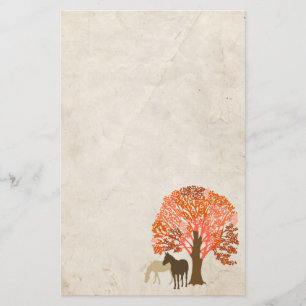 Orange and Brown Autumn Horses Stationery