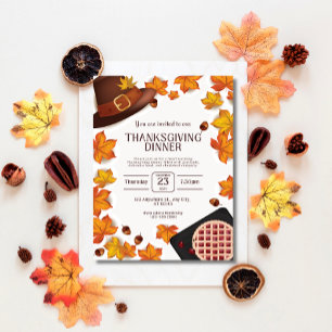 Orange and Brown Autumn Thanksgiving Dinner Invite
