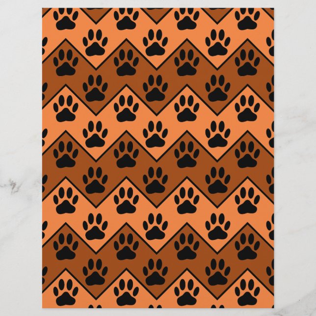 Orange And Brown Chevron With Dog Paw Pattern (Front)