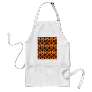 Orange And Brown Chevron With Dog Paw Pattern Standard Apron