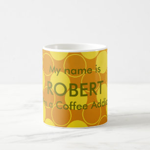 orange and Brown Circles Coffee Addict Mug
