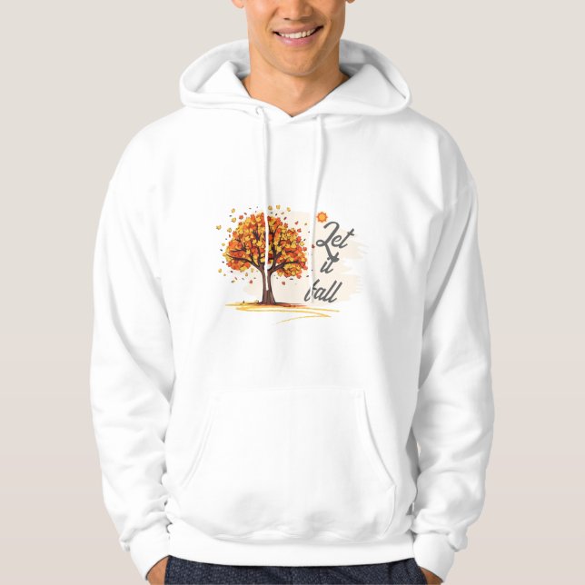 Orange and Brown Creative Simple Let It Fall Hoodie (Front)