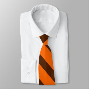 Orange and Brown Diagonally-Striped Tie
