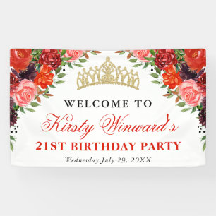 Orange and Brown Fall Flowers Birthday Banner