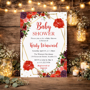 Orange and Brown Fall flowers Frame Baby Shower Invitation