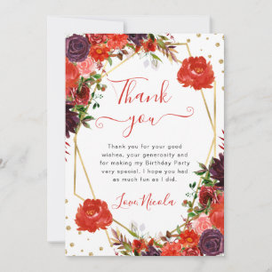 Orange and Brown Fall flowers Frame Birthday Thank You Card