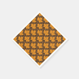 Orange and brown fall maple leaves pattern napkin