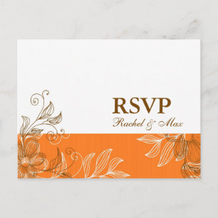 Orange and Brown Floral RSVP Postcard