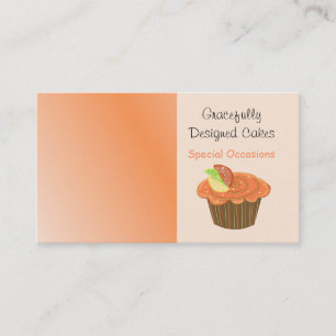 Orange and Brown Fruit Cupcake Business Card