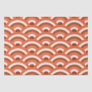Orange and Brown Japanese Waves Pattern Tissue Paper