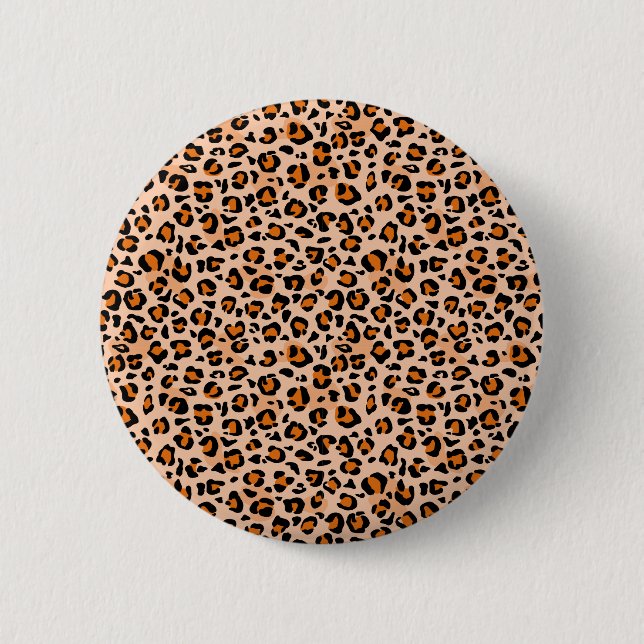 Orange and Brown Leopard Print 6 Cm Round Badge (Front)