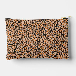 Orange and Brown Leopard Print Accessory Pouch