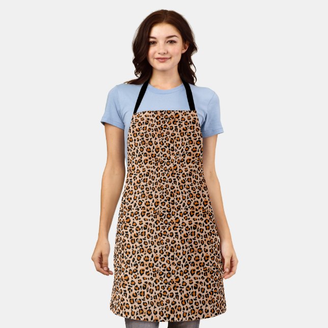Orange and Brown Leopard Print Apron (Worn)