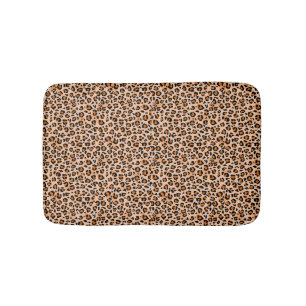 Orange and Brown Leopard Print Bath Mat