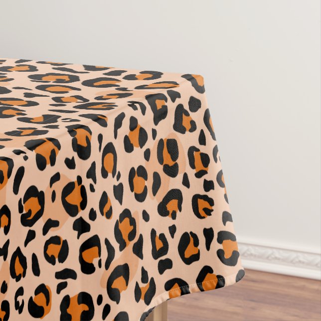 Orange and Brown Leopard Print Tablecloth (In Situ)