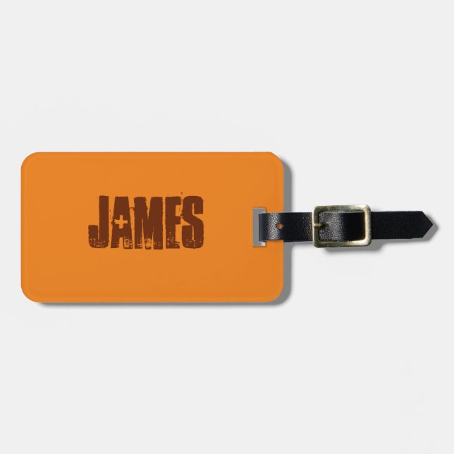 Orange and Brown Luggage Tag (Front Horizontal)