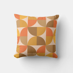 Orange and Brown Mid Century Half Circles Cushion