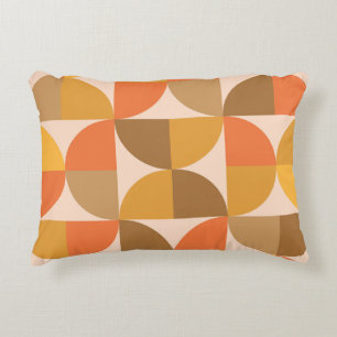 Orange and Brown Mid Century Half Circles  Decorative Cushion