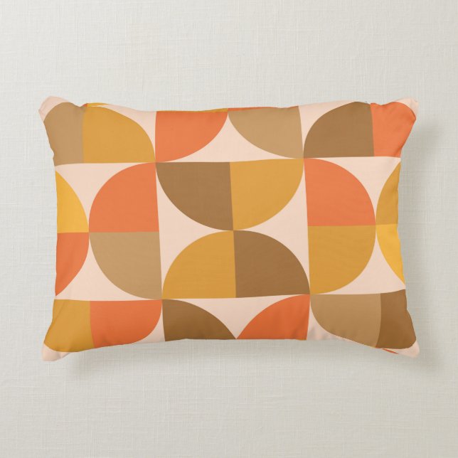 Orange and Brown Mid Century Half Circles  Decorative Cushion (Front)