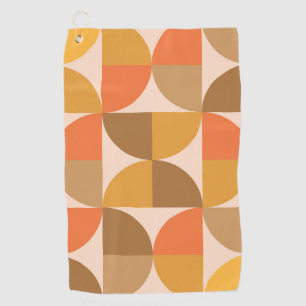 Orange and Brown Mid Century Half Circles Golf Towel