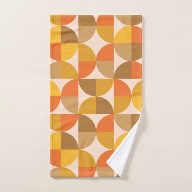 Orange and Brown Mid Century Half Circles  Hand Towel (Hand Towel)