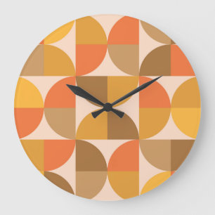 Orange and Brown Mid Century Half Circles  Large Clock