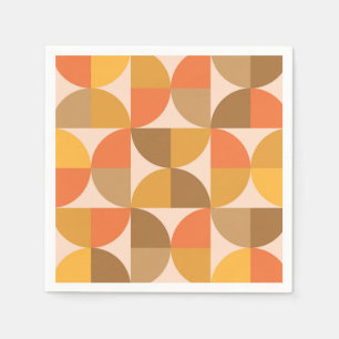 Orange and Brown Mid Century Half Circles  Napkin