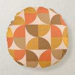 Orange and Brown Mid Century Half Circles  Round Cushion<br><div class="desc">This is elegant mid century modern geometric half circles pattern in orange,  amber,  brown and beige. It's great looking home decor for anyone who love retro designs.</div>