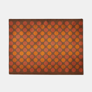 Orange and brown retro vintage dots pattern doormat