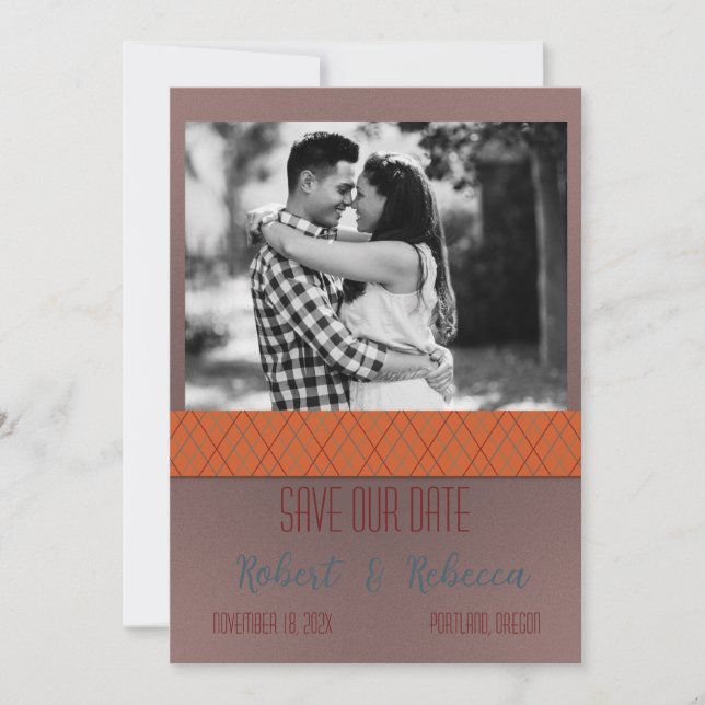Orange and Brown Save the Date (Front)