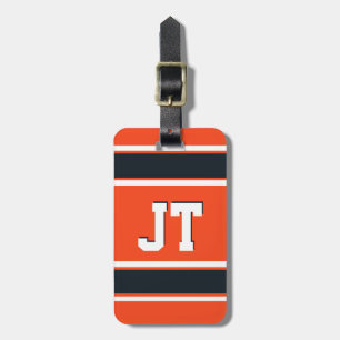 Orange and Brown Sports Stripes Personalised Luggage Tag