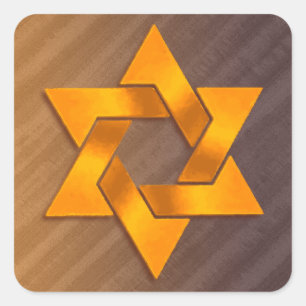 Orange and Brown Star of David Square Sticker