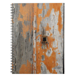 Orange and brown wooden board notebook