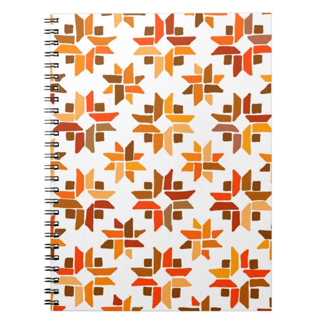 Orange and browns quilt pattern notebook (Front)
